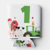 Boerderij Barnyard Animals Tractor 1e verjaardag 1 Blikjeskoeler (Achterkant)