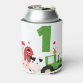 Boerderij Barnyard Animals Tractor 1e verjaardag 1 Blikjeskoeler (Blikje Achterkant)