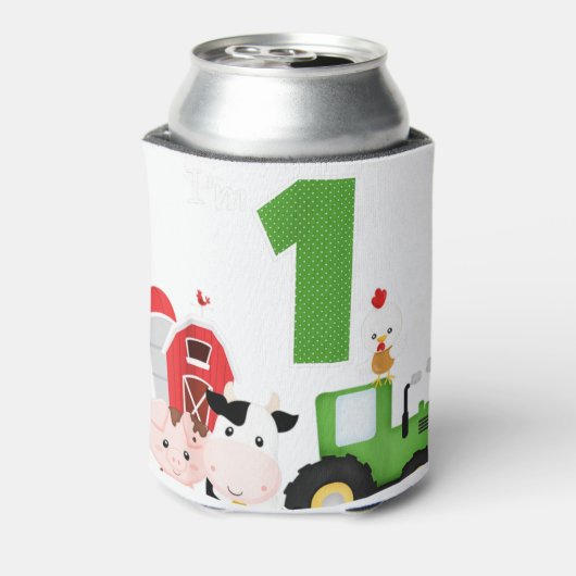 Boerderij Barnyard Animals Tractor 1e verjaardag 1 Blikjeskoeler (Blikje Achterkant)