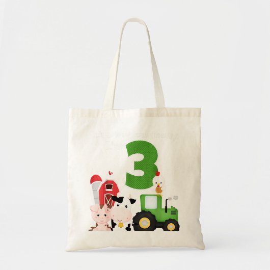 Boerderij Barnyard Animals Tractor 3e verjaardag 3 Tote Bag (Voorkant)