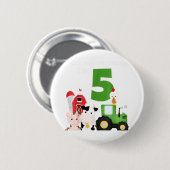 Boerderij Barnyard Animals Tractor 5 jaar Ronde Button 5,7 Cm (Voorkant /achterkant)