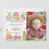 Boerderij Barnyard Animals Verjaardag Fotouitnodig Bedankkaart (Voorkant)