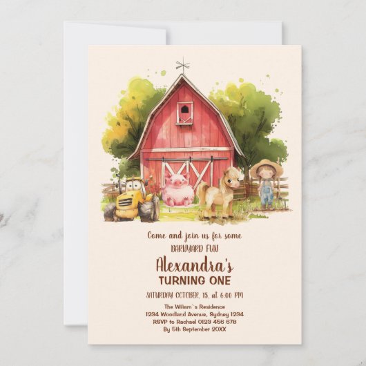 Boerderij Barnyard Animals Verjaardag Kaart (Voorkant)