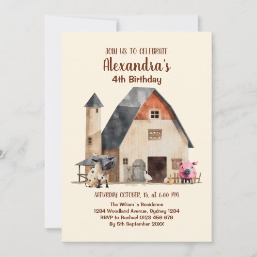 Boerderij Barnyard Animals Verjaardag Kaart (Voorkant)