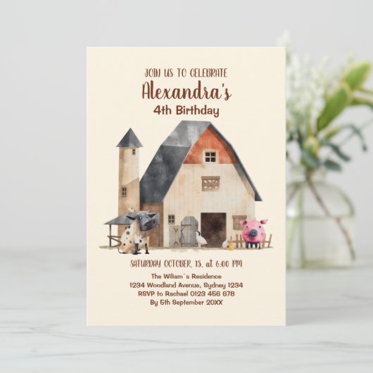 Boerderij Barnyard Animals Verjaardag Kaart (Staand voorkant)