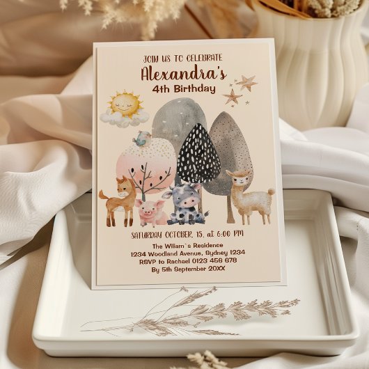 Boerderij Barnyard Animals Verjaardag Kaart