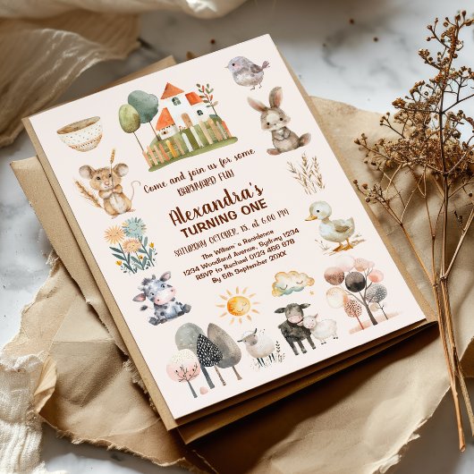 Boerderij Barnyard Animals Verjaardag Kaart