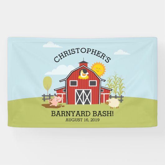 Boerderij Barnyard Bash Birthday Party Banner (Horizontaal)