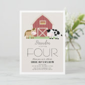 Boerderij Barnyard Beige Verjaardagsuitnodiging Kaart (Staand voorkant)