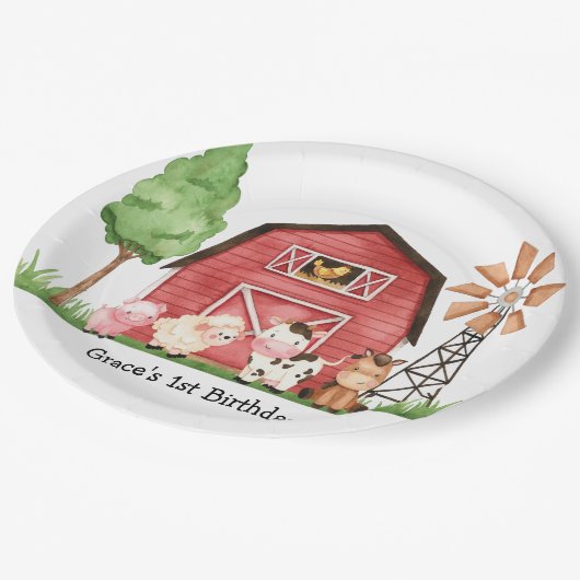 Boerderij Barnyard Birthday Borden Papieren Bordje (Gekanteld)