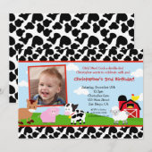 Boerderij Barnyard Birthday Invitations Kaart (Voorkant / Achterkant)