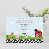 Boerderij Barnyard Birthday Invitations Kaart (Staand voorkant)