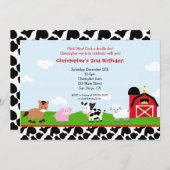 Boerderij Barnyard Birthday Invitations Kaart (Voorkant / Achterkant)