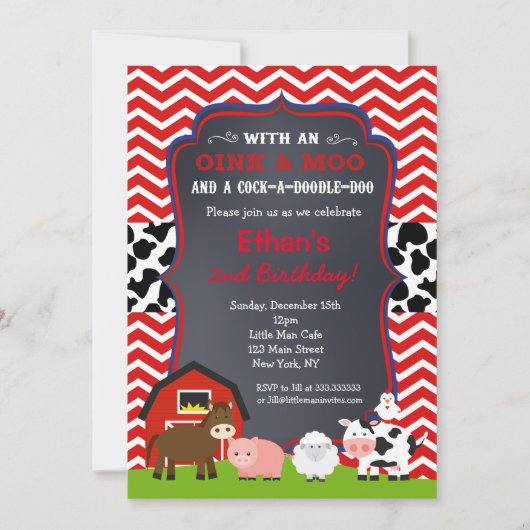 Boerderij Barnyard Birthday Party Kaart (Voorkant)