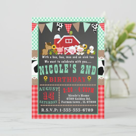 Boerderij Barnyard Birthday Party Kaart (Staand voorkant)