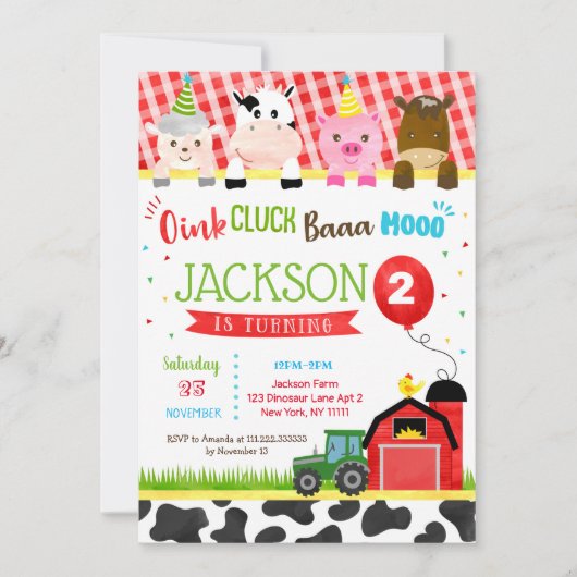 Boerderij Barnyard Birthday Party Kaart (Voorkant)
