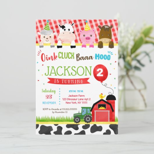 Boerderij Barnyard Birthday Party Kaart (Staand voorkant)