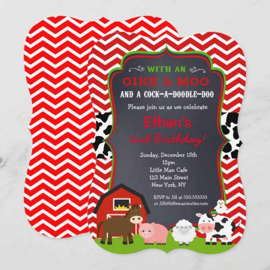 Boerderij Barnyard Birthday Party Kaart (Voorkant / Achterkant)