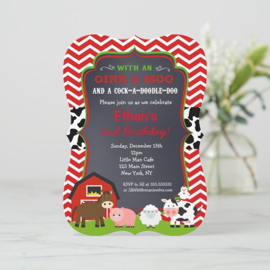 Boerderij Barnyard Birthday Party Kaart (Staand voorkant)