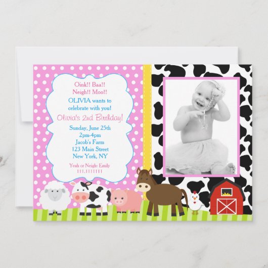 Boerderij Barnyard Birthday Party Kaart (Voorkant)
