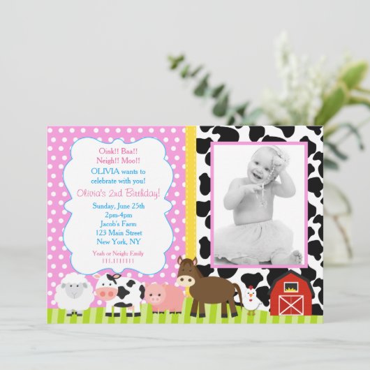 Boerderij Barnyard Birthday Party Kaart (Staand voorkant)