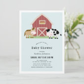 Boerderij Barnyard Blue Boy Baby shower Kaart (Staand voorkant)