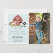 Boerderij Barnyard Blue Boy Foto Verjaardag Kaart (Voorkant)