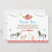 Boerderij Barnyard Boerderij Dierenverjaardag Bedankkaart (Voorkant)