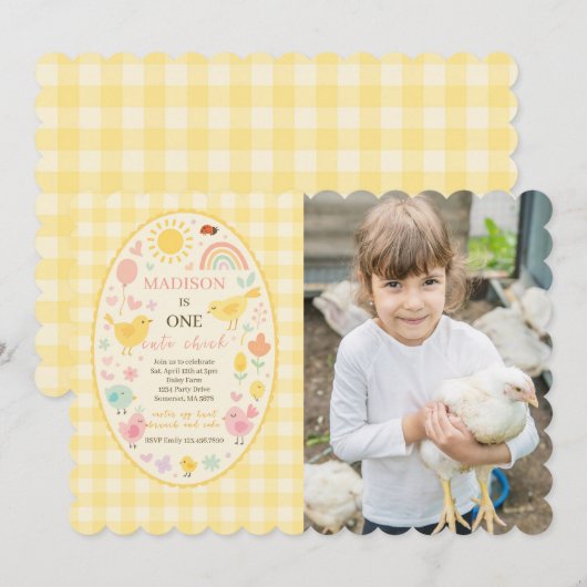 Boerderij Barnyard Chicken 1st Birthday Foto Kaart (Voorkant / Achterkant)