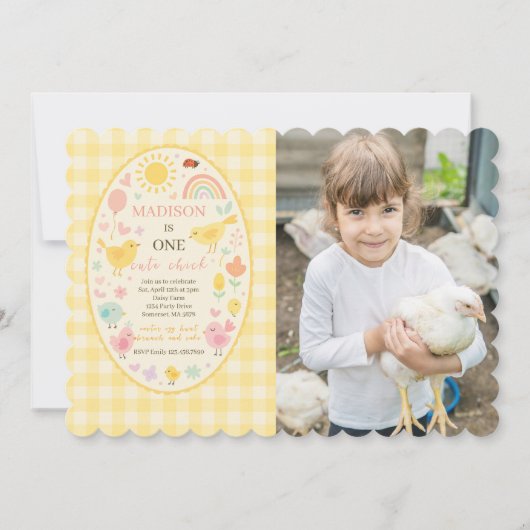 Boerderij Barnyard Chicken 1st Birthday Foto Kaart (Voorkant)