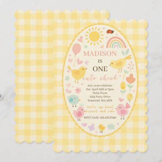 Boerderij Barnyard Chicken 1st Birthday Kaart (Voorkant / Achterkant)