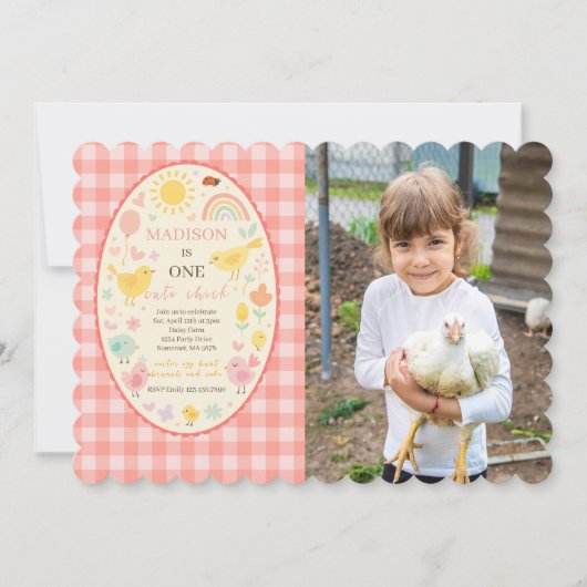 Boerderij Barnyard Chicken 1st Birthday Party Foto Kaart (Voorkant)