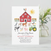 Boerderij Barnyard Dieren Baby shower Kaart (Staand voorkant)