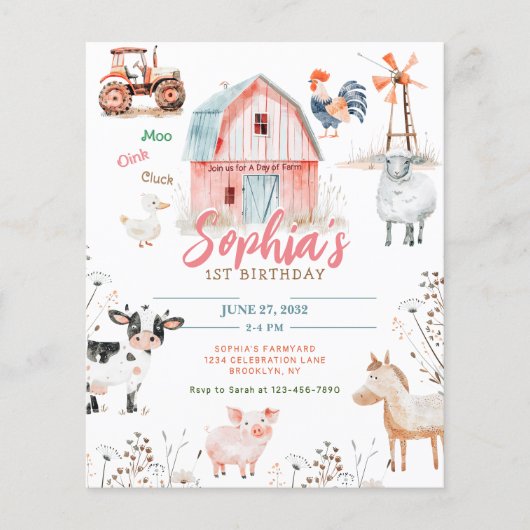 Boerderij Barnyard Dieren Kids Verjaardag (Voorkant)