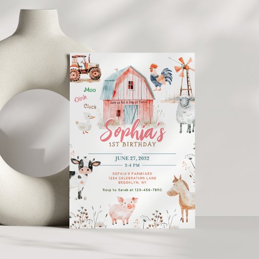 Boerderij Barnyard Dieren Kids Verjaardag Kaart