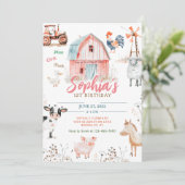 Boerderij Barnyard Dieren Kids Verjaardag Kaart (Staand voorkant)