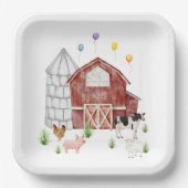 Boerderij Barnyard Farm Dieren Verjaardagsfeest Papieren Bordje (Voorkant)