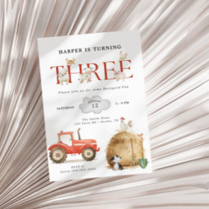 Boerderij Barnyard Fun Derde Verjaardag Kaart