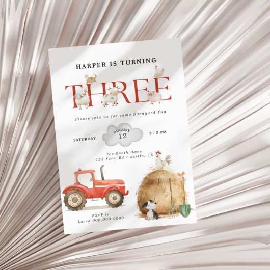 Boerderij Barnyard Fun Derde Verjaardag Kaart