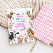 Boerderij Barnyard Party Animals Meisje Verjaardag Kaart