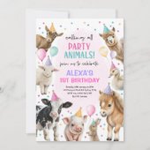 Boerderij Barnyard Party Animals Meisje Verjaardag Kaart (Voorkant)