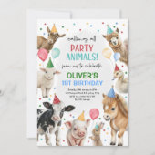 Boerderij Barnyard Party Dieren Ballonnen Jongen V Kaart (Voorkant)