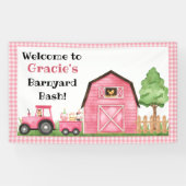 Boerderij / Barnyard Pink Birthday Banner (Horizontaal)
