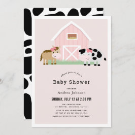 Boerderij Barnyard Roze Meisje Baby shower Kaart