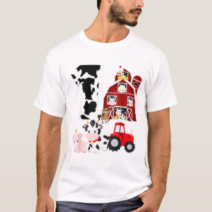 Boerderij Barnyard Theme Pig Cow Horse 1st Birthda T-shirt