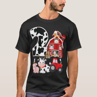 Boerderij Barnyard Theme Pig Koe Horse 2e verjaard T-shirt
