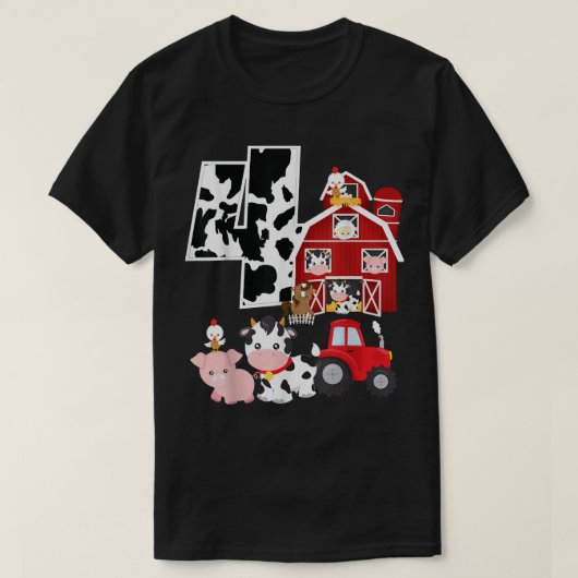 Boerderij Barnyard Theme Pig Koe Horse 4th Birthda T-shirt (Design voorkant)