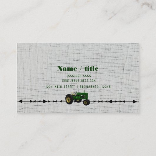 Boerderij Barnyard Tractor Rustiek Land Wit Hout Visitekaartje (Achterkant)