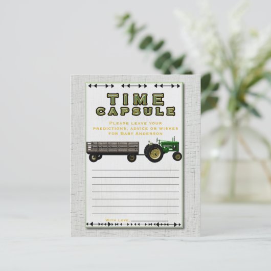 Boerderij Barnyard Tractor Time Capsule Baby showe (Staand voorkant)