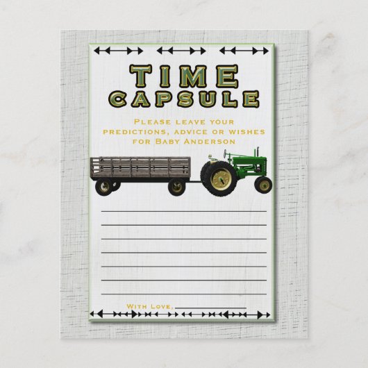 Boerderij Barnyard Tractor Time Capsule Baby showe (Voorkant)